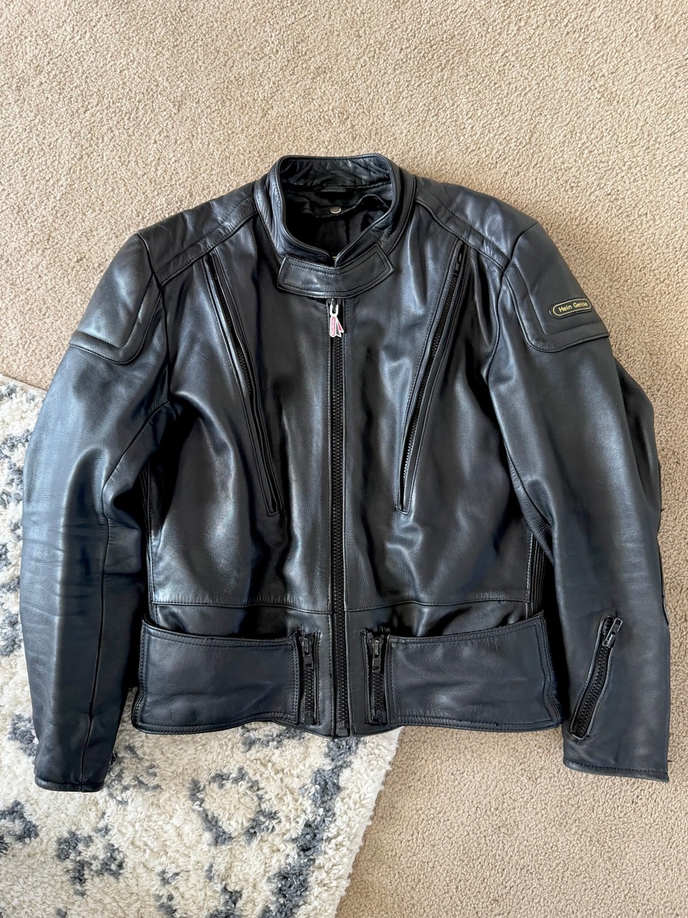 Hein Gericke Vintage Leather Motorcycle Jacket Black 80s 90s Moto